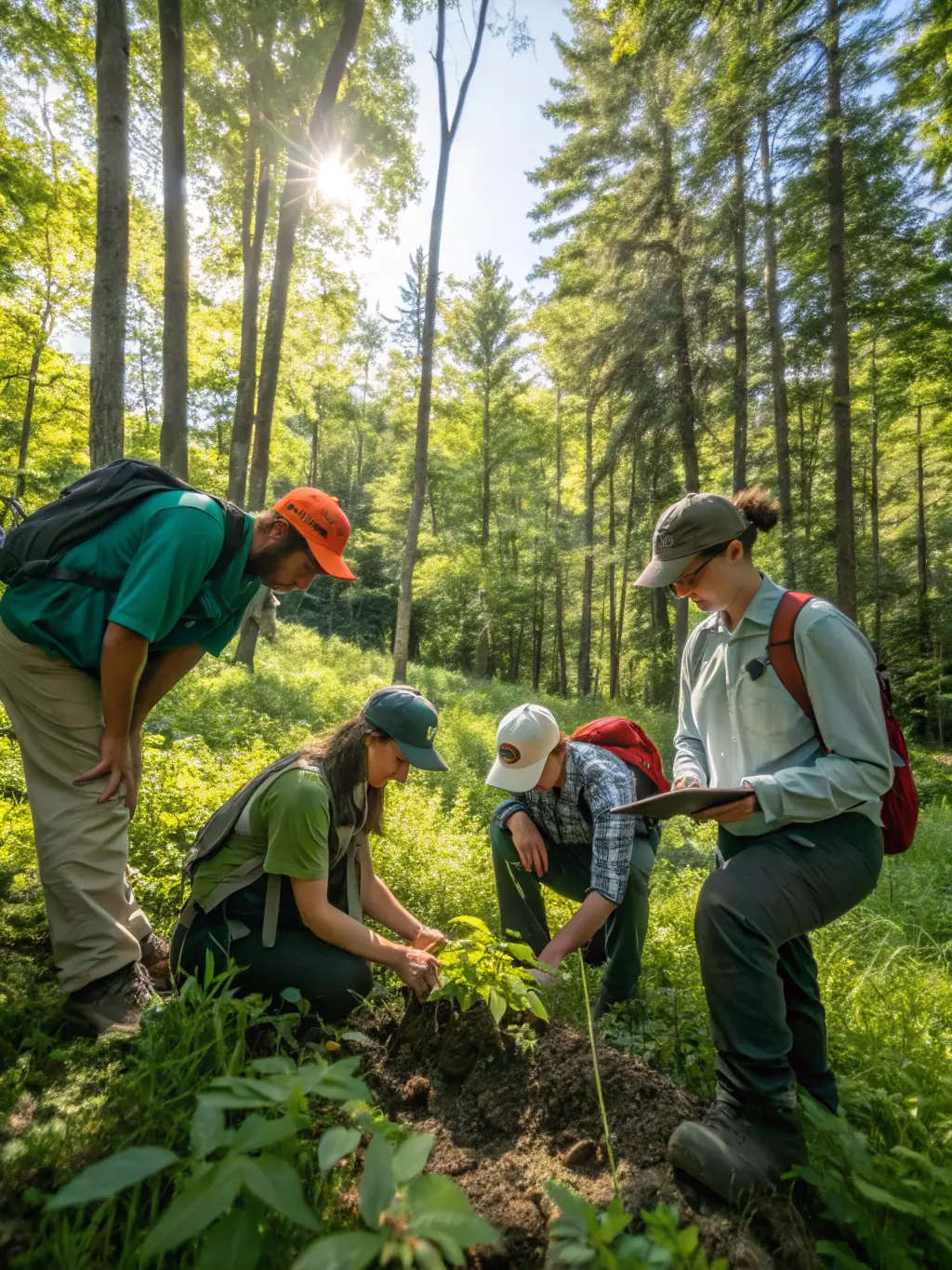 A dynamic shot of AMICALE DU BOIS DU LORIOT members collaborating on a sustainable wildlife management project, demonstrating their dedication to preserving local traditions.